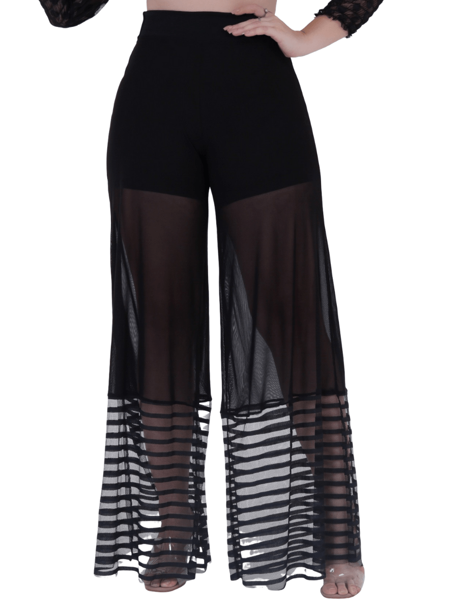 calça pantalona riscada